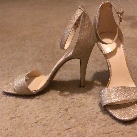 Nine West Gold Glitter Strap Heels - Picture 3 of 5